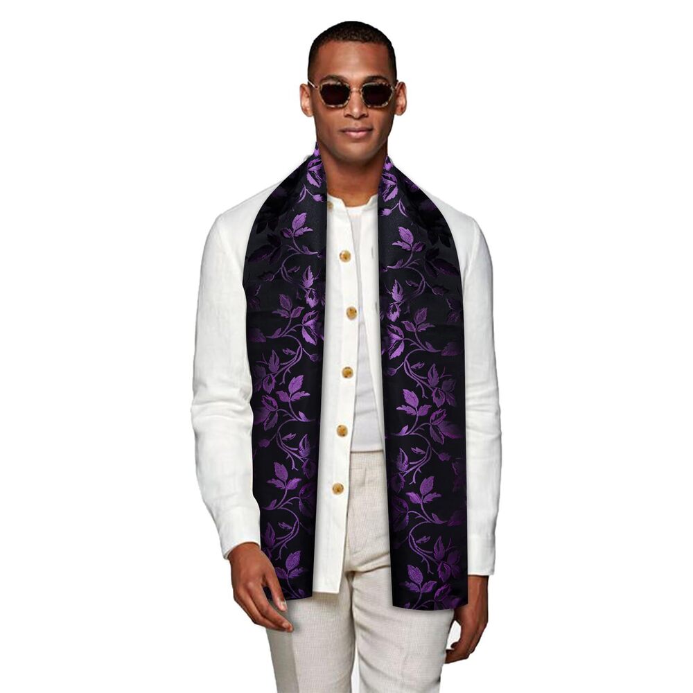 2991 Dark Purple Black Scarf Silk Lightweight Feeling Soft Scarves